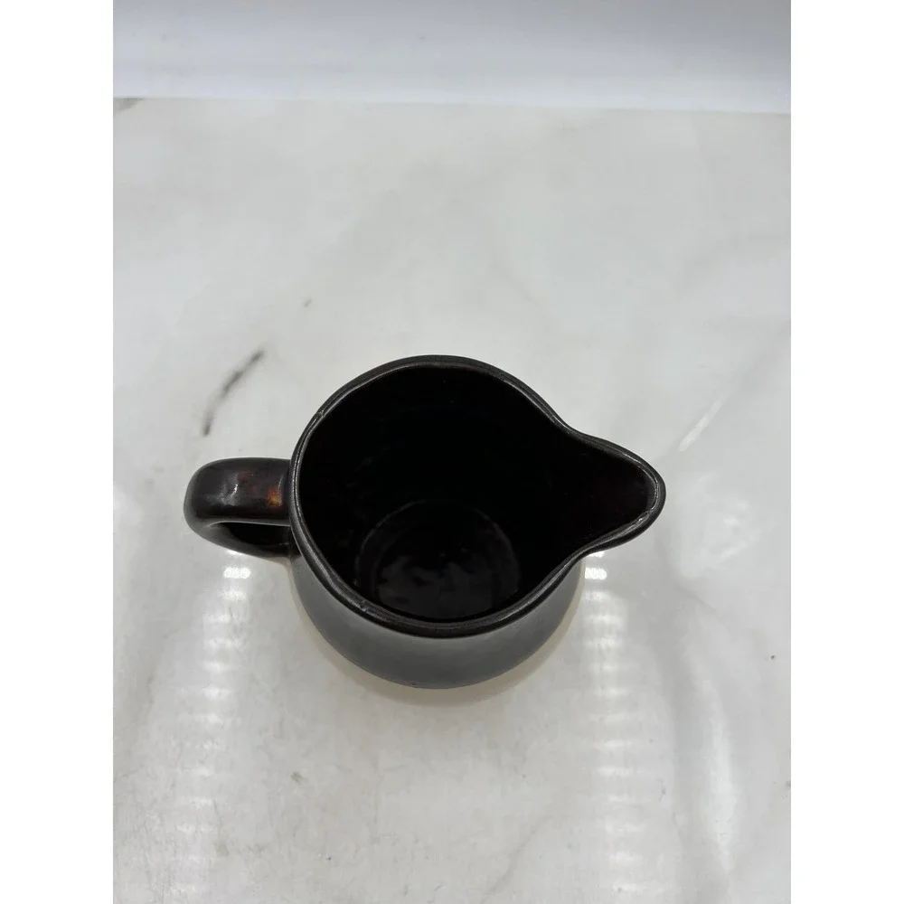 Vintage USA Pottery Pitcher Jug 350-S Stoneware Two Tone Brown Tan Creamer